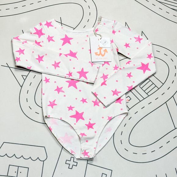 Noe & Zoe Neon Pink Stars Leotard - Picture 2 of 7